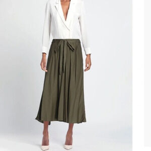 Xirena Womens Belted A Line Skirt Green Cotton Size Extra Small